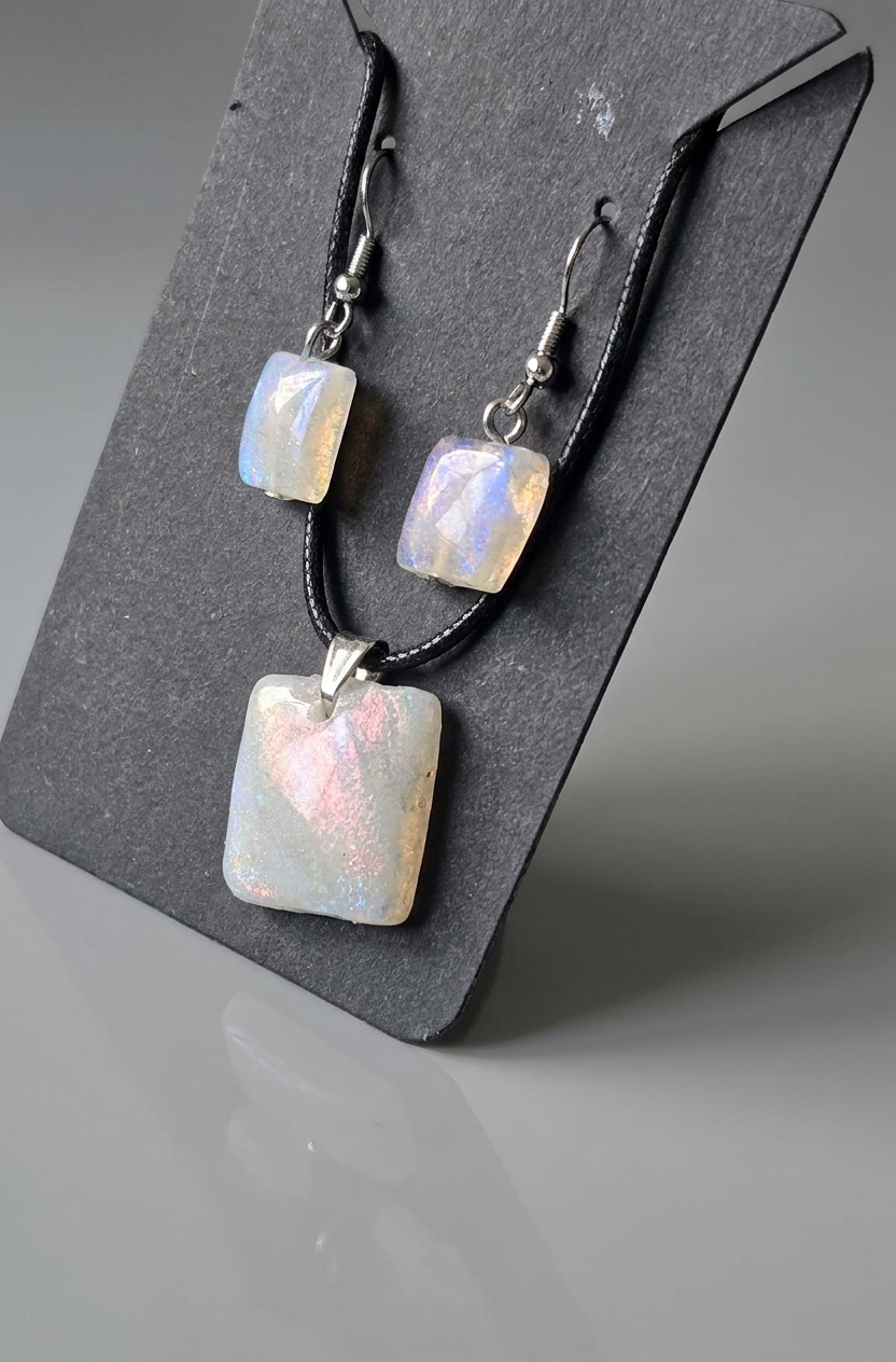Velvet Alchemy: Pearl Mist Rectangle Jewelry Set
